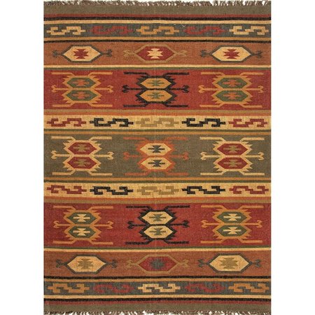 JAIPUR RUGS Bedouin Jute Dhurrie Thebes Design Rectangle Rug, Cardinal - 9 x 12 ft. RUG135453